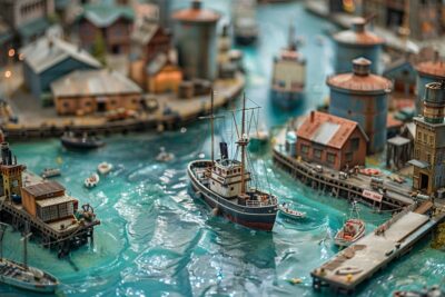 Quelles sont les techniques pour créer des dioramas de ports et de scènes maritimes réalistes ?