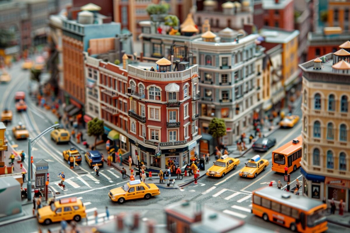 Quelles sont les techniques pour créer des dioramas urbains réalistes mettant en valeur des modèles réduits à l'échelle ?