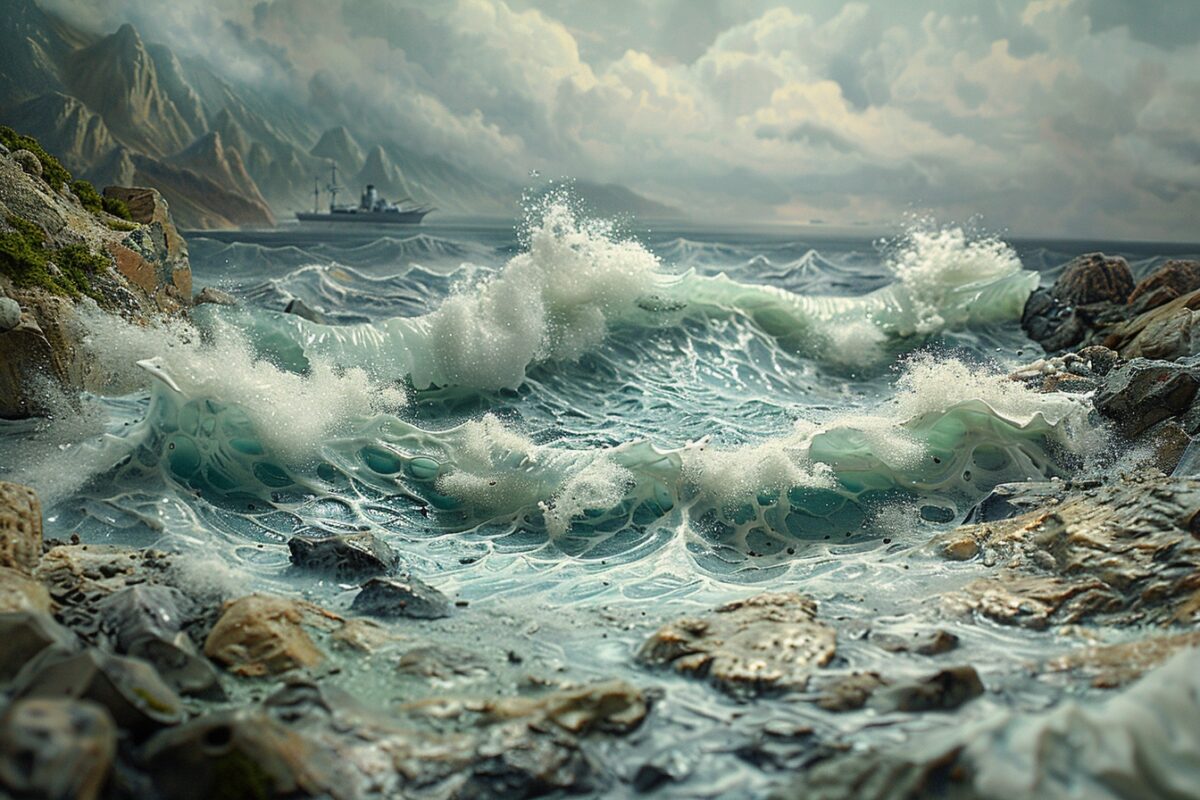 Quels sont les matériaux recommandés pour la création de vagues et de mers agitées dans les dioramas de modélisme naval ?